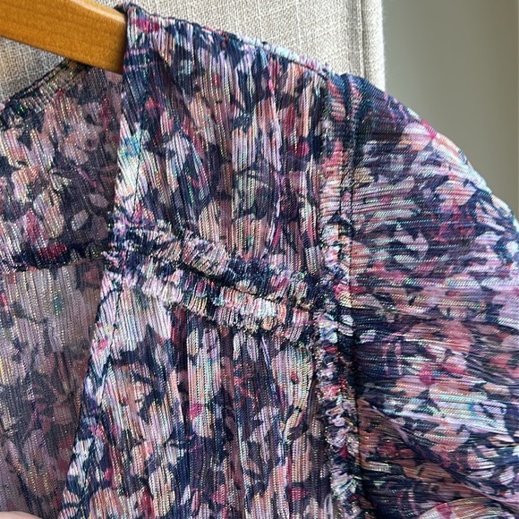 HOUSE OF HARLOW 1960 Faux Wrap Short Sleeve Shimmer Crop Top Size S - Picture 5 of 10